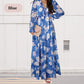 💞Das beste Geschenk💞Fließendes Kleid mit Blumenmuster, V-Ausschnitt und langen Ärmeln für Damen
