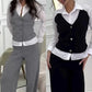 Zweiteiliges Set aus Hemdweste und Hose aus Kunstleder für Damen