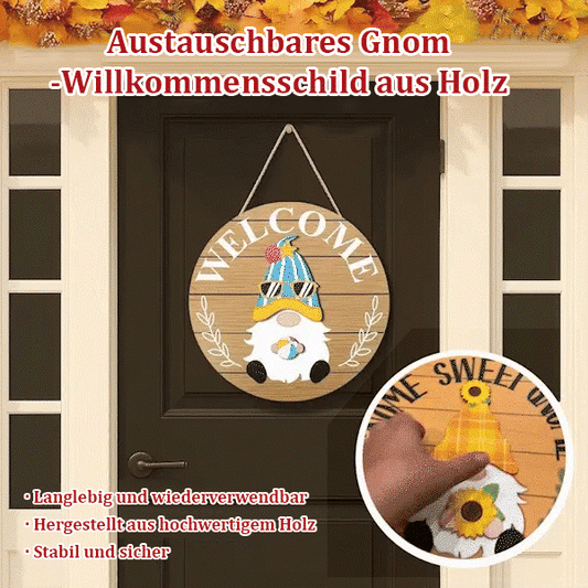 🎅Saisonangebot🌟Ihr ganzjähriges Fest der Kreativität!🎄Austauschbares hölzernes Gnom-Willkommensschild🎈