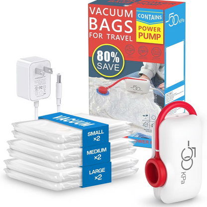6er-Pack elektrische USB-Vakuum-Kompressionsbeutel – Platz sparen, leicht reisen!