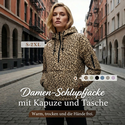 🧥 Damen-Kapuzenjacke im Leopardendesign – Winddicht & Vielseitig – Für Freizeit, Sport & Outdoor, Casual-Style