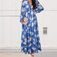 💞Das beste Geschenk💞Fließendes Kleid mit Blumenmuster, V-Ausschnitt und langen Ärmeln für Damen