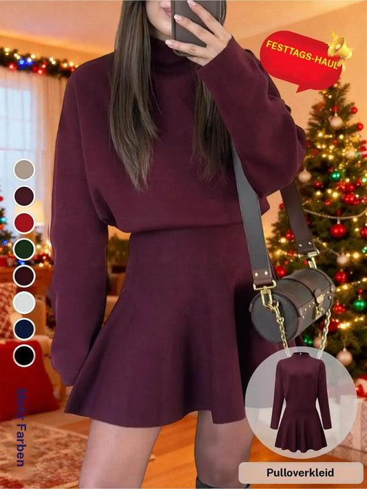 💗Lässiges, halbhohes, langärmeliges Strickkleid für Damen