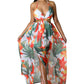 👗 Damen Floral Print Kette Decor Split Oberschenkel Tie Back Cami Kleid