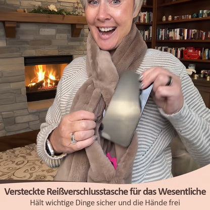 50K+ verkauft!🧣Ultraweicher Kunstfell-Durchziehschal mit geheimer Reißverschlusstasche