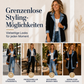 ⌛Zeitlich begrenztes Angebot – Eleganter Damenmantel aus Denim mit geripptem Strick-Einsatz