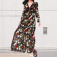 💞Das beste Geschenk💞Fließendes Kleid mit Blumenmuster, V-Ausschnitt und langen Ärmeln für Damen