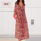 💞Das beste Geschenk💞Fließendes Kleid mit Blumenmuster, V-Ausschnitt und langen Ärmeln für Damen