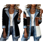 ⌛Zeitlich begrenztes Angebot – Eleganter Damenmantel aus Denim mit geripptem Strick-Einsatz