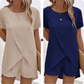 👗 50% RABATT! ☀️ Damen Zweiteiler – asymmetrisches Oberteil & Shorts – Einfarbig, luftig & vielseitig für Sommer, Strand & Alltag 🏖️