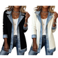 ⌛Zeitlich begrenztes Angebot – Eleganter Damenmantel aus Denim mit geripptem Strick-Einsatz