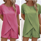👗 50% RABATT! ☀️ Damen Zweiteiler – asymmetrisches Oberteil & Shorts – Einfarbig, luftig & vielseitig für Sommer, Strand & Alltag 🏖️