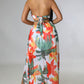 👗 Damen Floral Print Kette Decor Split Oberschenkel Tie Back Cami Kleid