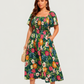 ⏰Sommer Heißer Verkauf 70% RABATT💃Geblümtes Smock-Kleid mit eckigem Ausschnitt und Taschen