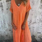 ⏳Begrenzte Zeit 50% Rabatt💥Lässiges Baumwoll-Leinen-Kleid mit V-Ausschnitt für Frauen