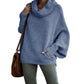💖Damen-Pullover mit Fledermausärmeln und Wasserfallausschnitt und Tasche