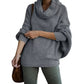 💖Damen-Pullover mit Fledermausärmeln und Wasserfallausschnitt und Tasche