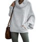 💖Damen-Pullover mit Fledermausärmeln und Wasserfallausschnitt und Tasche