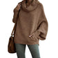 💖Damen-Pullover mit Fledermausärmeln und Wasserfallausschnitt und Tasche