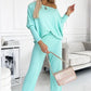 ✨Set aus einfarbigem Pullover mit überschnittenen Schultern und lockerer Hose für Damen