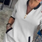 Trendy, lässiges Kleid mit V-Ausschnitt und 3/4-Ärmeln für Damen