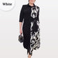 Kleid mit 3/4-Ärmeln, Farbblock-Print, Revers und Schlitz