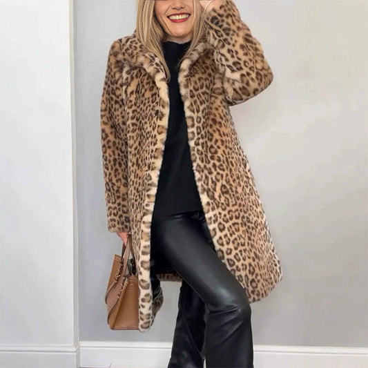 💖Mittellange Jacke mit Leopardenmuster für Damen
