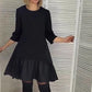 🎅50% RABATTT🎁Locker plissiertes elegantes schwarzes Kleid mit siebenzackigen Ärmeln