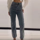 👖Bis zu 55% Rabatt!✨Damen Jeans mit glänzenden Strasssteinen und schickem Schlitz✨
