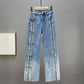 👖Bis zu 55% Rabatt!✨Damen Jeans mit glänzenden Strasssteinen und schickem Schlitz✨