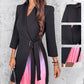 Ombre Reverskragen Tailliertes Plissee Blazer Kleid