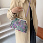 Damen Handtasche im Vintage-Stil mit Blumenstickerei