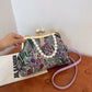 Damen Handtasche im Vintage-Stil mit Blumenstickerei