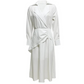 Langärmliges, gerüschtes, asymmetrisches Midikleid mit Schlitz für Damen