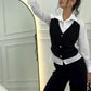 Zweiteiliges Set aus Hemdweste und Hose aus Kunstleder für Damen