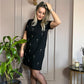 👗Damen Kleid mit Strassverzierungen und Kurzarm