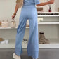 😍2-teiliges Set aus einfarbigem Reversoberteil und Hose mit weitem Bein