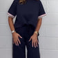 💖Begrenzter Verkauf 50% Rabatt💖👗Kurzärmeliges T-Shirt mit Seitenstreifen und Jogginghose mit weitem Bein