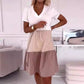 Women’s Elegant Color Block V-Neck Long Dress