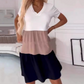 Women’s Elegant Color Block V-Neck Long Dress