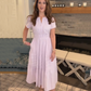 Langes, lässiges Sommerkleid für Damen mit V-Ausschnitt und kurzen Ärmeln