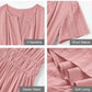 Langes, lässiges Sommerkleid für Damen mit V-Ausschnitt und kurzen Ärmeln