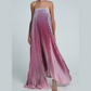 Ombre Strapless Pleated Evening Dress