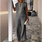 💕Begrenzte Zeit 50% Rabatt💕Set aus ärmellosem Oberteil und Hose mit Rundhalsausschnitt für Damen