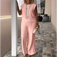 💕Begrenzte Zeit 50% Rabatt💕Set aus ärmellosem Oberteil und Hose mit Rundhalsausschnitt für Damen