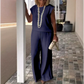 💕Begrenzte Zeit 50% Rabatt💕Set aus ärmellosem Oberteil und Hose mit Rundhalsausschnitt für Damen
