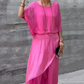 🌹Frühjahrsverkauf 50% RABATT🌹2-teiliges Set aus Chiffon mit lockerem Oberteil und weiten Schlitzhosen