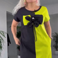 Lässiges schwarzes und grünes Patchworkkleid für Damen