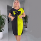 Lässiges schwarzes und grünes Patchworkkleid für Damen