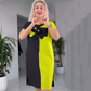 Lässiges schwarzes und grünes Patchworkkleid für Damen